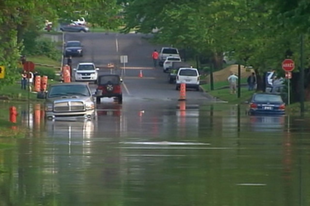 Lorette River overflowed last night in the Quebec City suburb of Ancienne-Lorette CBC