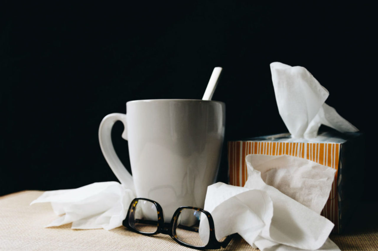 coffee-mug-glasses-tissue-box-used-tissues-kelly-sikkema-unsplash