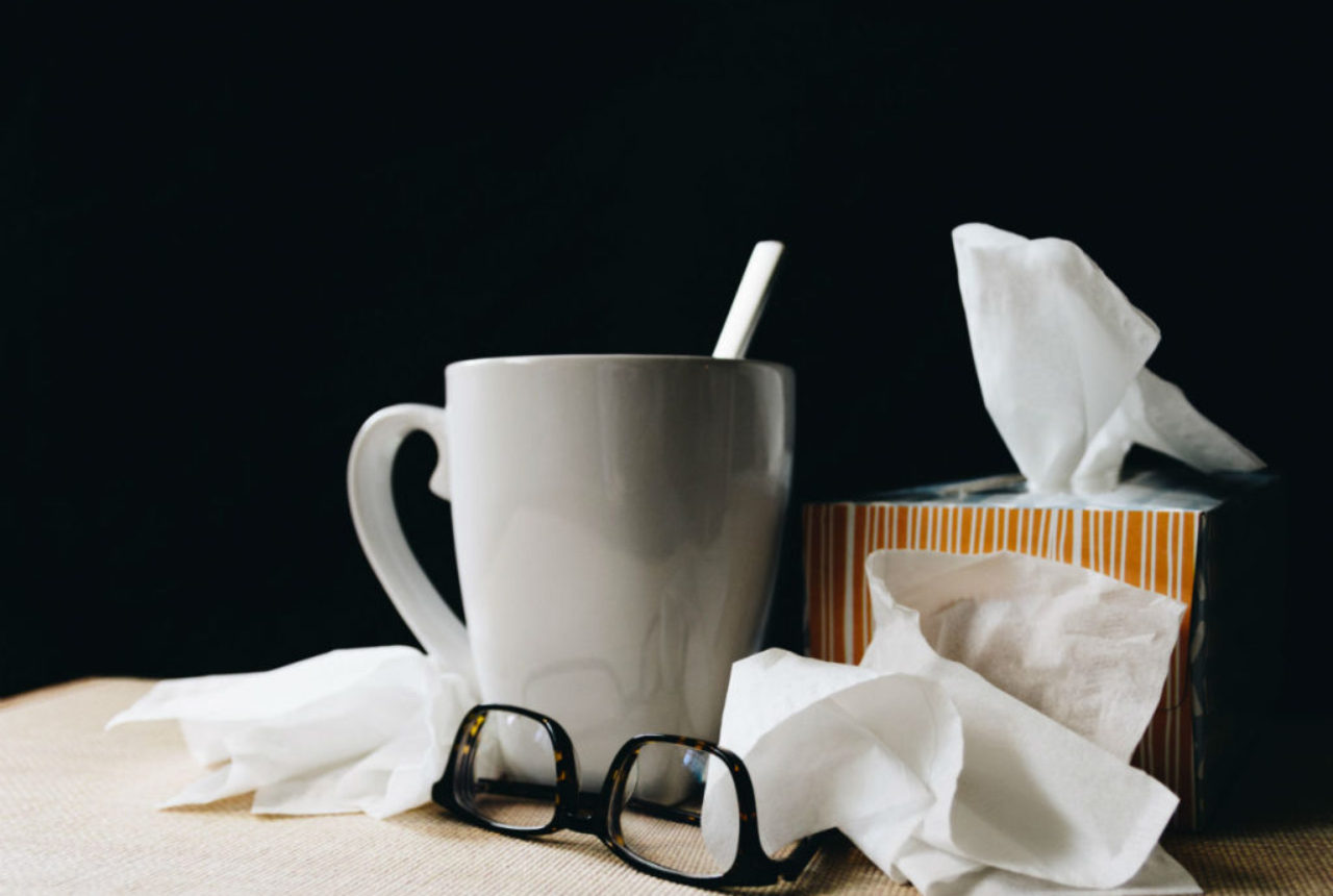 coffee-mug-glasses-tissue-box-used-tissues-kelly-sikkema-unsplash