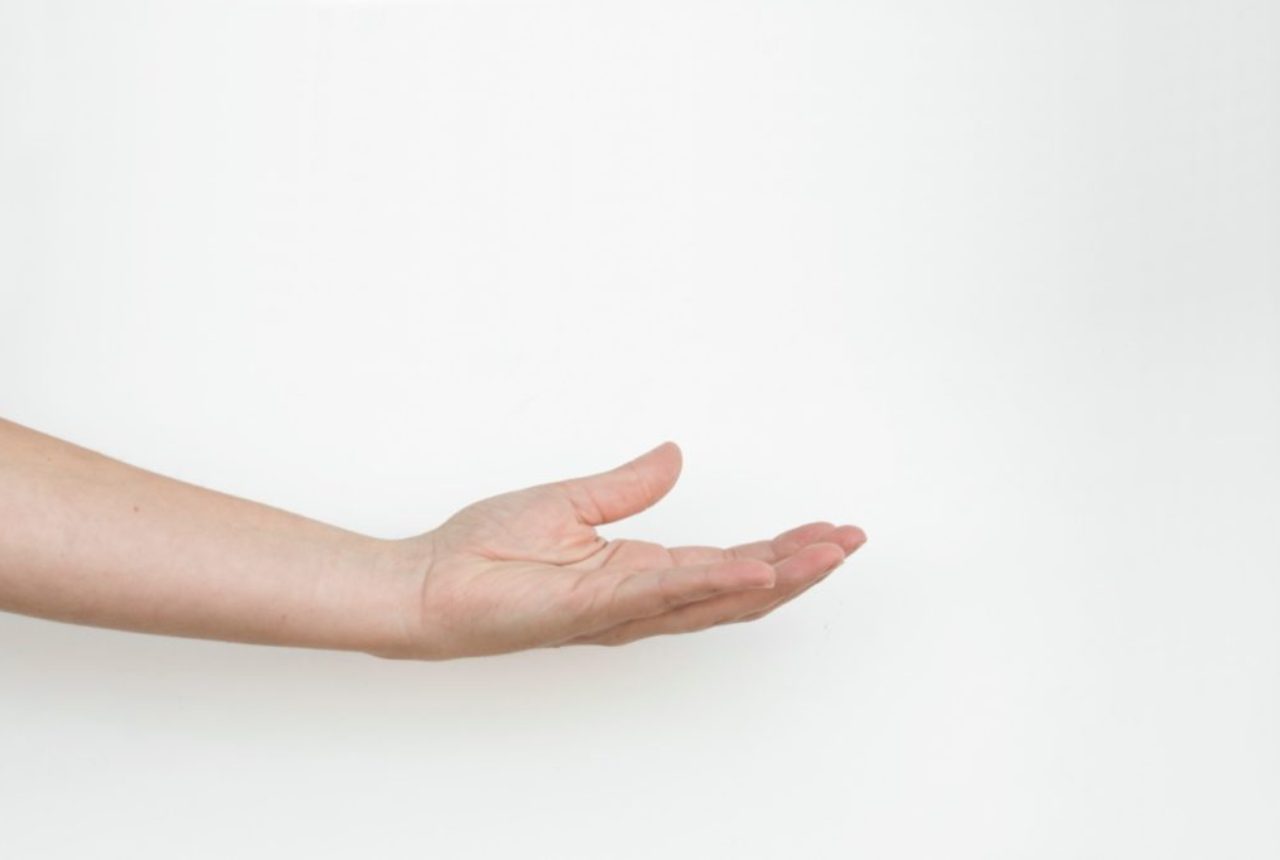 female-upturned-forearm-hand-on-white-background